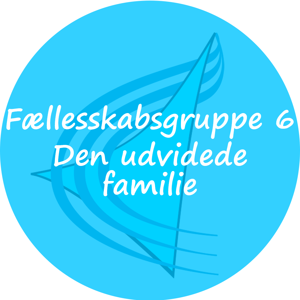 Billedet viser Kvaglund Kirkes logo. Ovenpå ligger et lys blåt filter. På billedet er teksten "Fællesskabsgruppe 6 - Den udvidede familie". Billedet indeholder et link som scroller ned til teksten om gruppen.